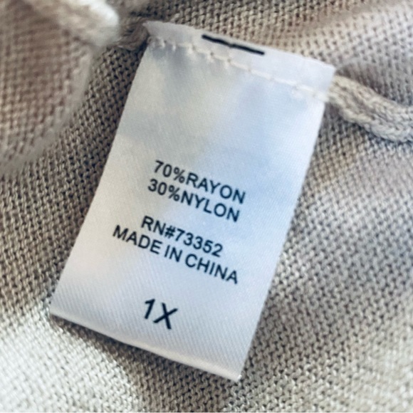 Women’s 1X Sweater Cardigan Tribekka 44 Beige Lightweight Knit Open Front Soft - Picture 11 of 11